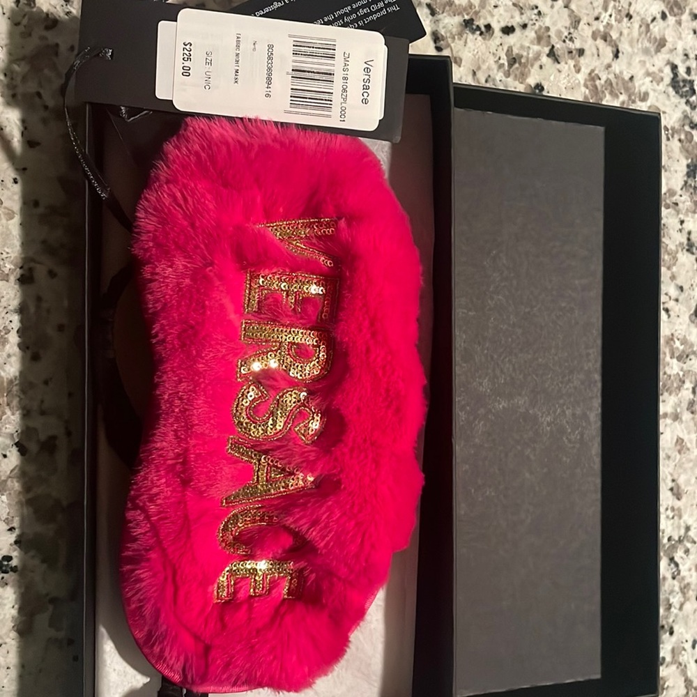 Versace fur/satin face mask